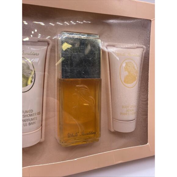 White Shoulders Perfume Gift Set Box NEW 2.7 Oz Cologne Body Lotion Shower Gel - Picture 3 of 6